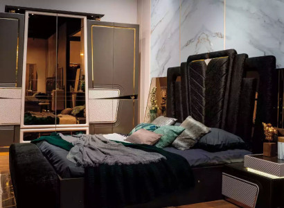 Bedroom furniture suite luxury double bed bed set 5-piece black beds